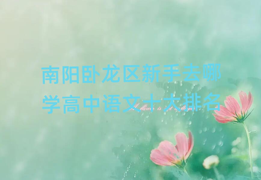 南陽臥龍區(qū)新手去哪學(xué)高中語文十大排名