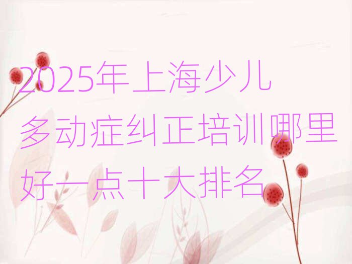 2025年上海少兒多動癥糾正培訓(xùn)哪里好一點十大排名