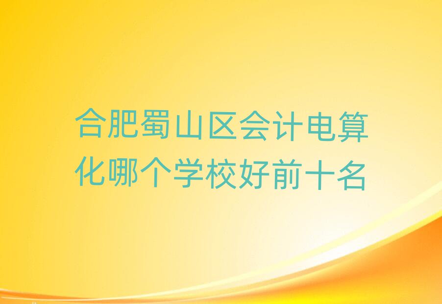 合肥蜀山區(qū)會計(jì)電算化哪個學(xué)校好前十名