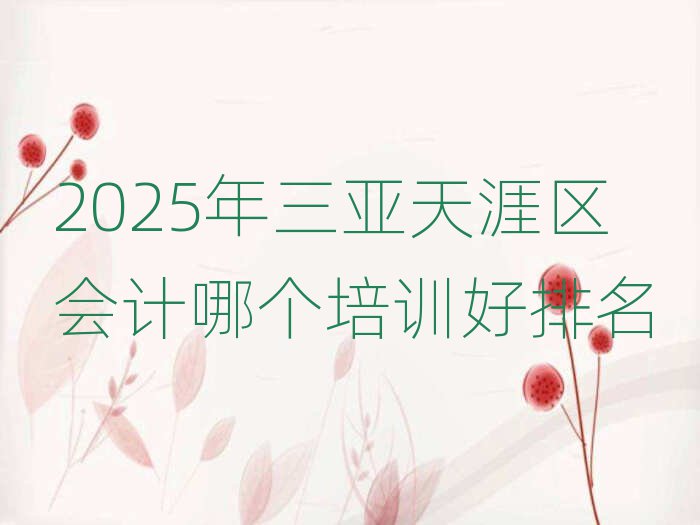 2025年三亞天涯區(qū)會計哪個培訓(xùn)好排名