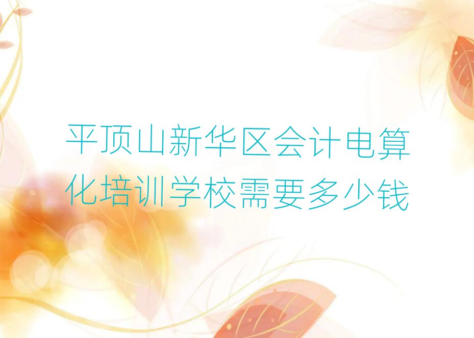平頂山新華區(qū)會計電算化培訓學校需要多少錢